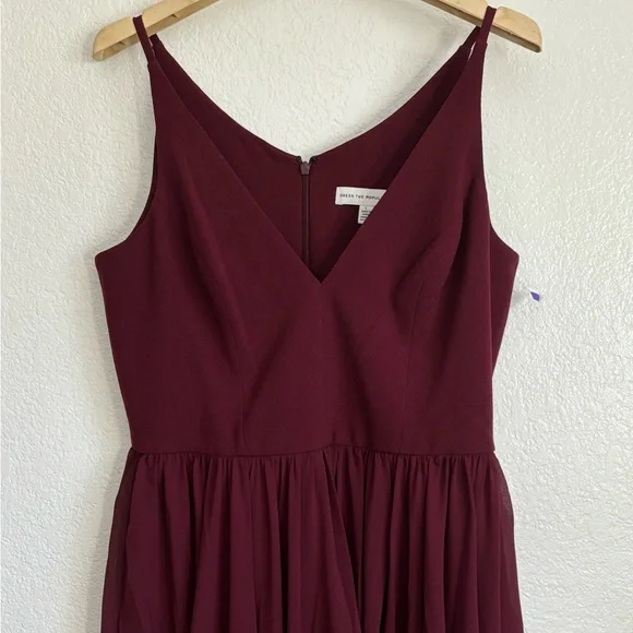 Dress The Population ALICIA Fit & Flare Burgundy Midi Dress Size: L - Picture 3 of 8